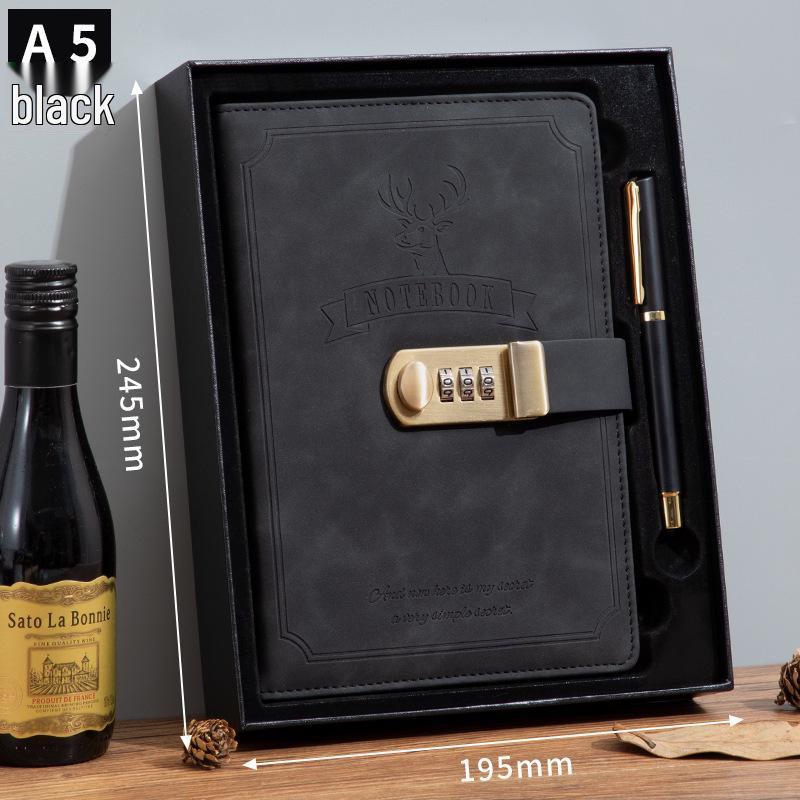 Ретро блокнот на пароле с замком 2025 - Простой и литературный дизайн для мужчин и женщин