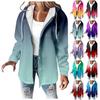 Fleece Hoodies For Women Warm Print Sweatshirt Button Lined Drawstring Hooded Jacket Coat