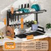 Kitchen Sink Rack Stainless Steel Drain Shelf Countertop Multi-Functional Storage Bowl Dish Knife Fork Organizing Rack