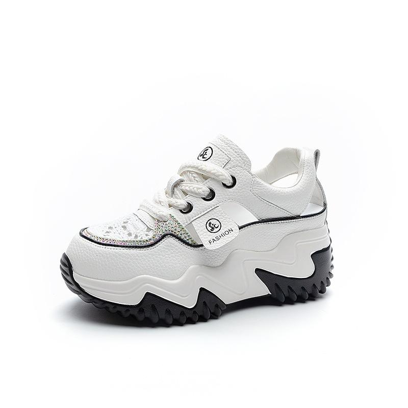 Кожаные сандалии, женская летняя повседневная обувь, толстая подошва, ретро-туфли