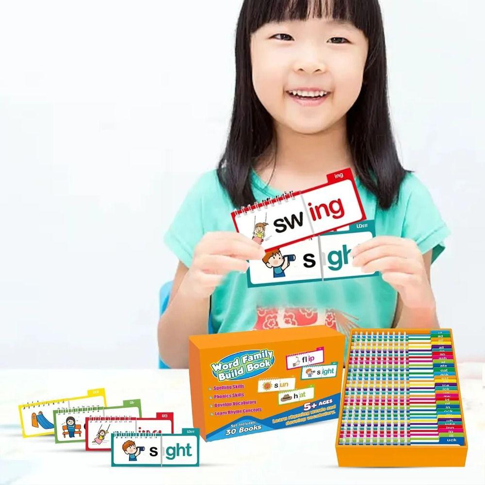 Early Educational Reading Flip Book Interactive Word Family Build Books Boys and Girls