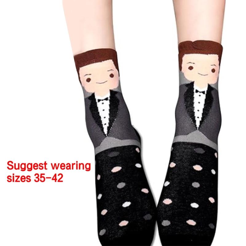 Wedding Crew Socks Gift Cartoon Bride Groom Pattern Cotton Socks Married Decoration Engagement Honeymoon Essential Gift