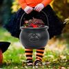 2Pcs Halloween Candy Bucket Large Witch Cauldron Black Plastic Kettle Halloween Pot Snack Container for Party Favors Cosplay Events