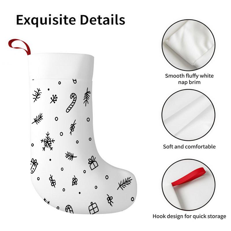 Christmas decoration fireplace hanging stockingChristmas Stockings 1pc 45.72 cm, Minimalist Festive Spruce Whi