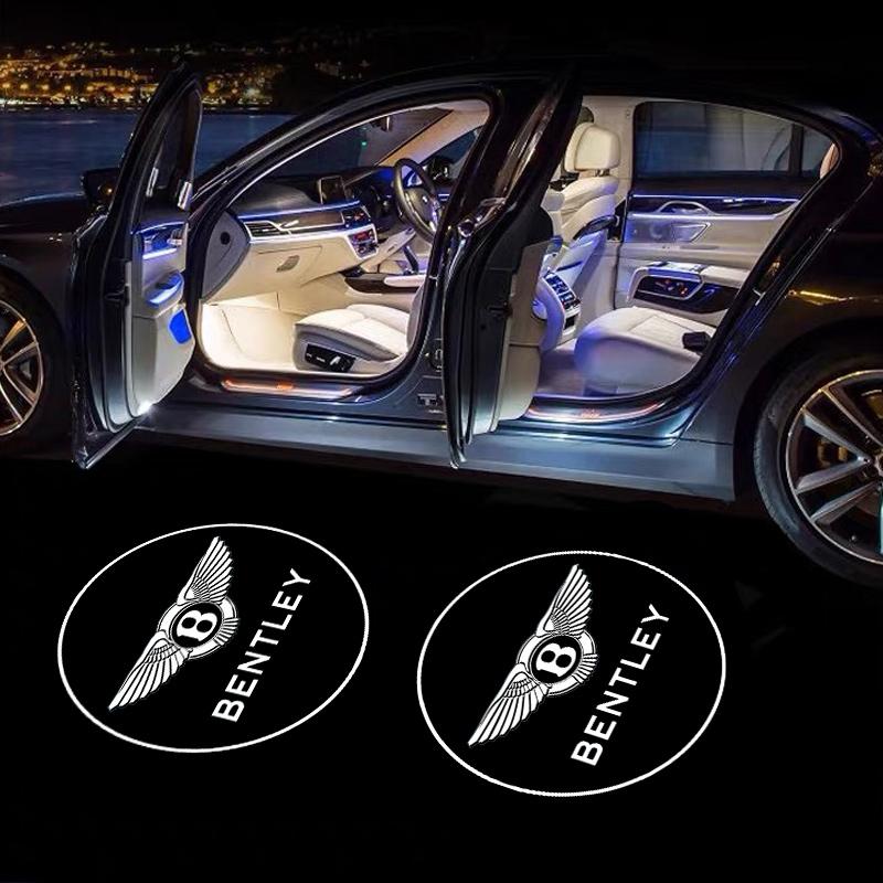 2Pcs High Bentley LED Car Door Welcome Lamp HD Logo Projector Light For Bentley Continental GT Flying Spur ArnageBentaygaMulsann