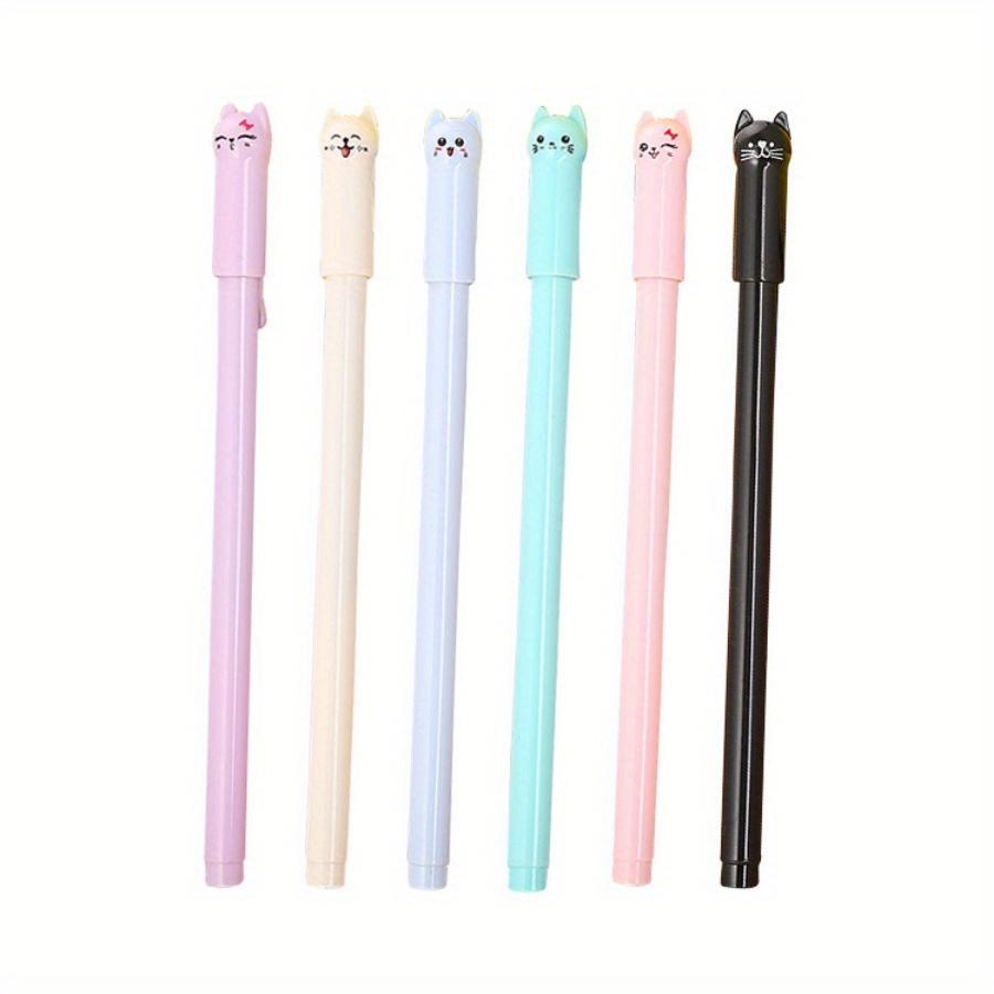 School Season 10pcs 0.5mm Creative Stationery Pen Cap Cat Gel Pen Cute Cartoon Tail Cat Learning Office Water-based Pen Signature Pen