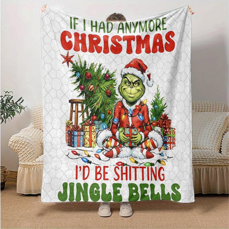 1Pc Grinch Christmas Humor Blanket Soft And Comfortable Casual Warm Camping Travel Christmas Halloween Gift M921655