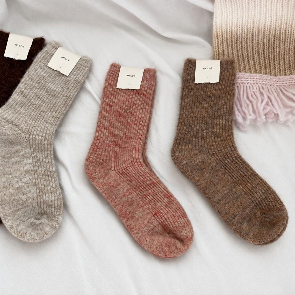 Solid Color Thick Wool Socks Warm Thickened Slouch Socks Retro Crew Socks Daily Wear