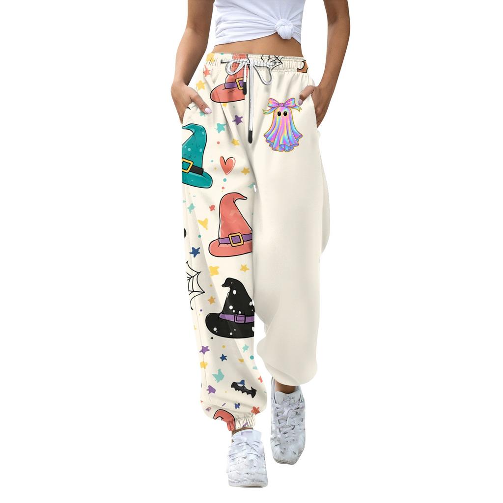 Женские повседневные модные спортивные штаны с принтом на Хэллоуин, повседневные брюки