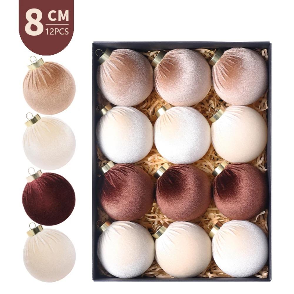 12pcs Plastic Christmas Flocking Balls Pendant Festival Christmas Tree Ornaments  Children Gifts