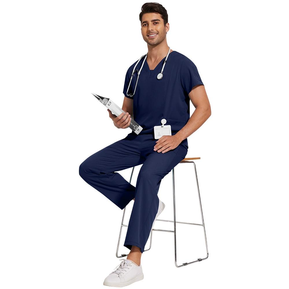 Мужские однотонные быстросохнущие тонкие повседневные и удобные брюки с короткими рукавами, рабочая униформа, матовый костюм