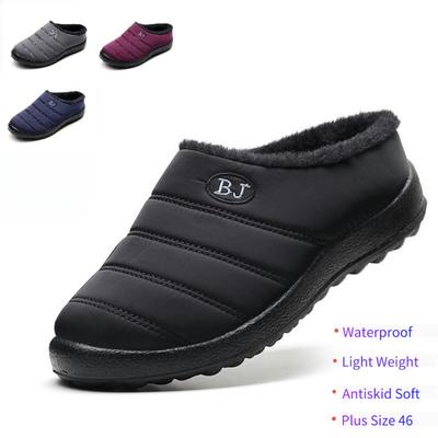 Водонепроницаемые хлопковые тапочки, парные модели с плоским дном, нескользящая теплая домашняя обувь, хлопковая обувь большого размера