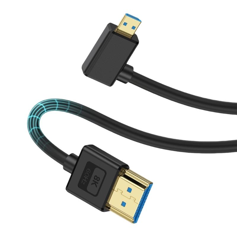 Тонкий силиконовый кабель для камеры 8K60 Гц 1080p, высокая скорость 48 Гбит/с, опция с углом 90 градусов, для камер, планшетов
