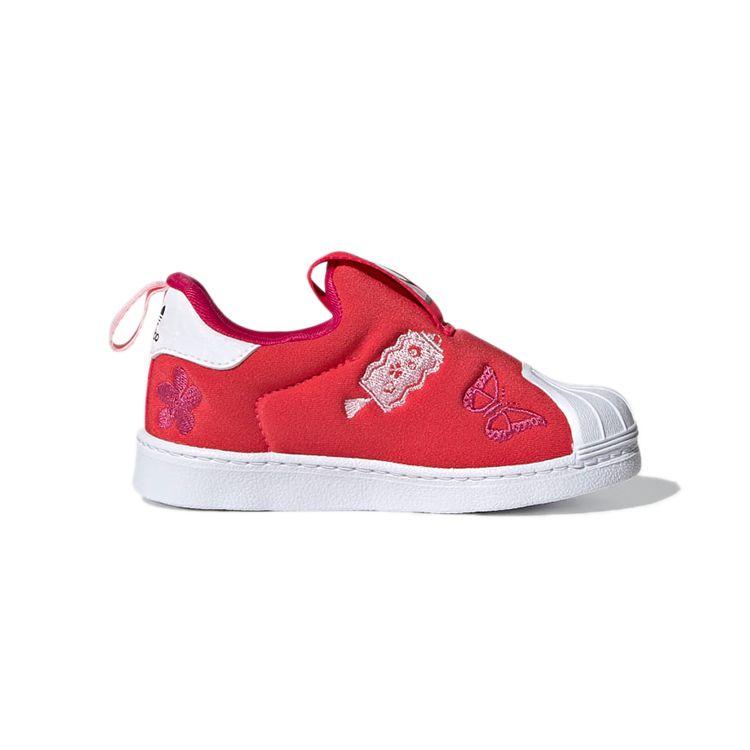 Adidas Originals Superstar 360 Round Toe Slip-On Non-Slip Low-Top Walker Shoes Baby Shoes Red Q46309