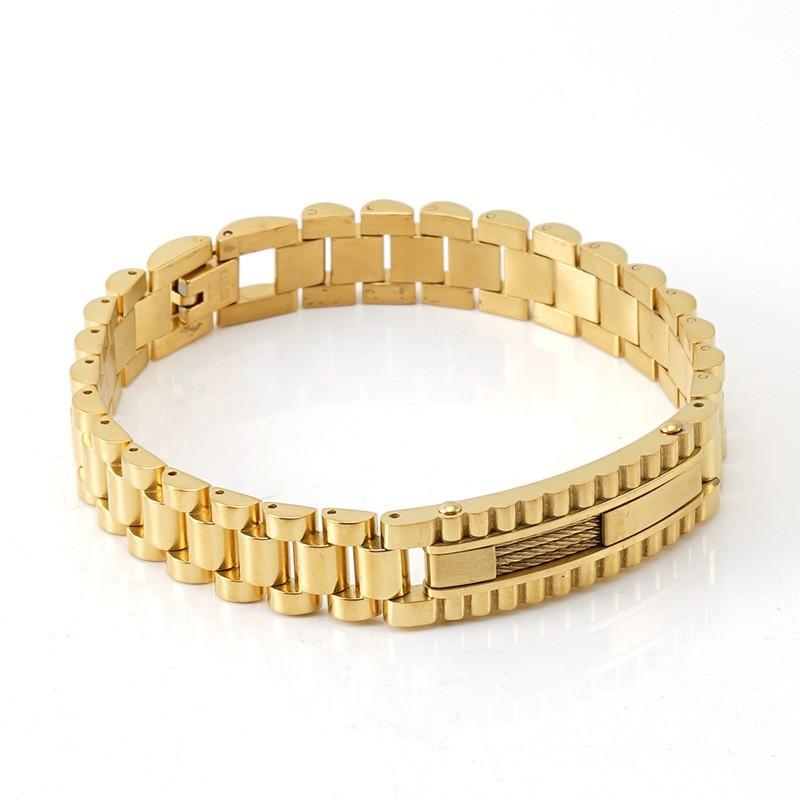 Модный мужской браслет из нержавеющей стали, персонализированная цепочка для часов, мужская бижутерия из титановой стали 18 карат