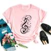 2025 New Women T Shirt Music Note Printed Tshirt Female Summer Casual Short Sleeve O-neck T-shirt Tops Tops for Women