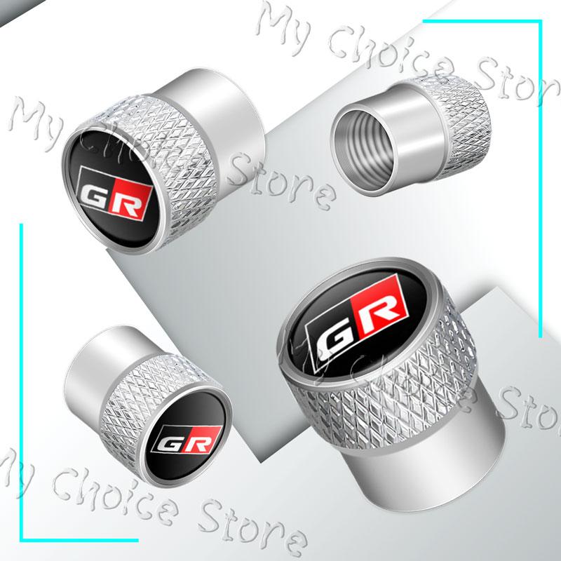 4Pcs/Set GR Sport Logo Car Styling Wheel Tire Valve Air Caps Stem Dustproof Cover For Toyota GR Gazoo Racing Sport Prius Camry