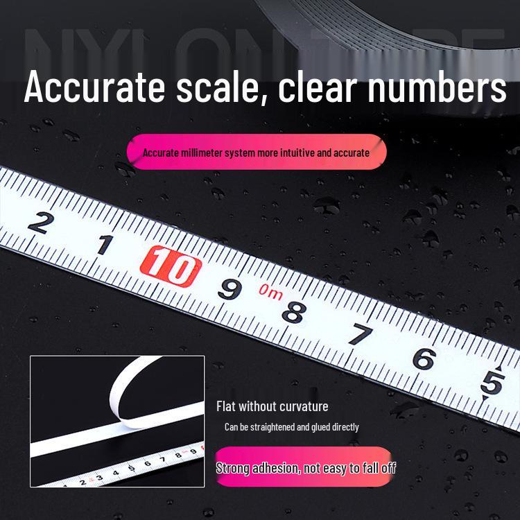 Self-Adhesive Steel Ruler with Measuring Tape Strip and Reverse Mechanical Scale