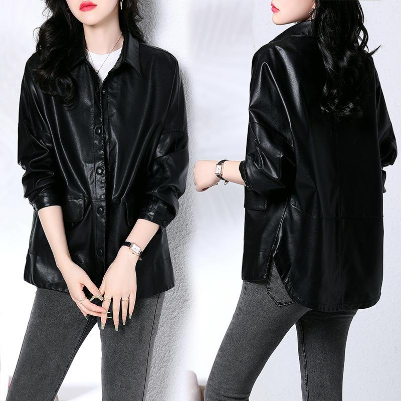 Versatile Leather Jacket Women's Short Sheepskin Jacket Blazer Motorcycle Casual Spring New Style