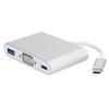 USB 3.1 Многопортовый Адаптер TypeC в VGA Конвертер 3 в 1 Кабель Адаптер Питания Серебряный