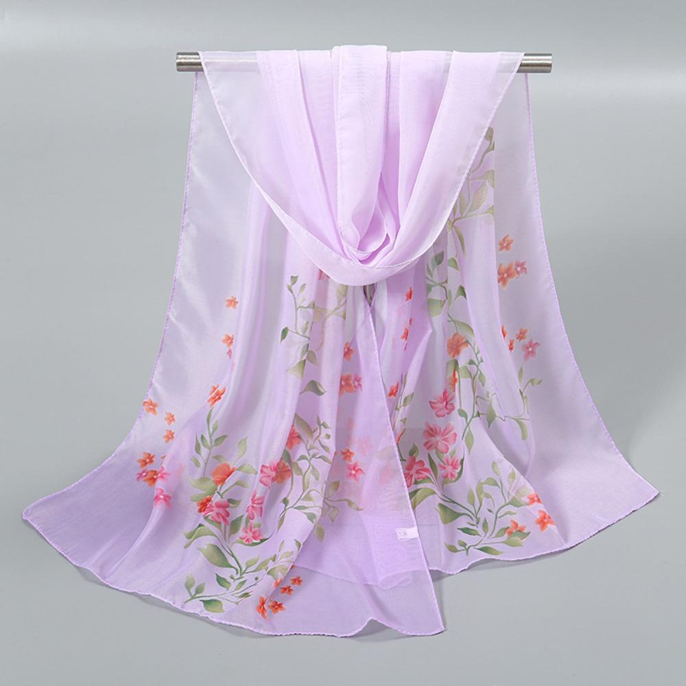 New Floral Printing Chiffon Scarf Thin Soft Sunscreen Shawl Long Wrap Hijab