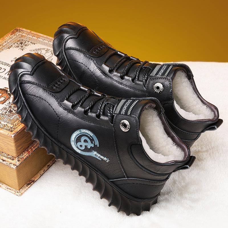 Осенне-зимняя мужская обувь, бархатная теплая хлопковая обувь, уличные нескользящие зимние ботинки