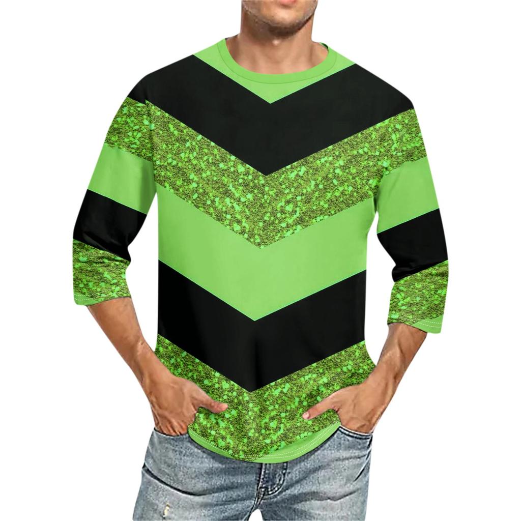 Мужская однотонная футболка с круглым вырезом и рукавами три четверти