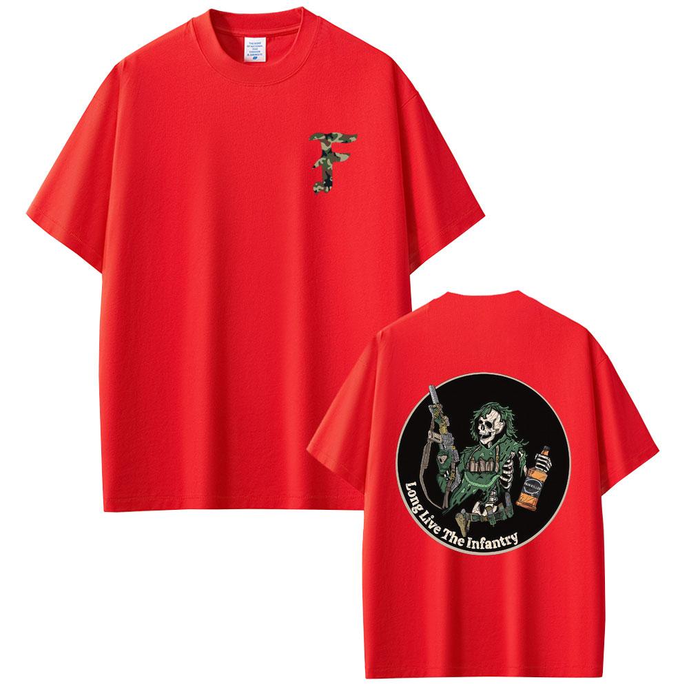 Forward Observations Group Tshirt Long Live The Infantry Tshirt Summer Unisex Vintage Oversized T Shirts Male Skeleton Print Tops