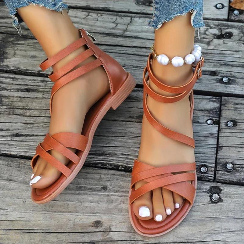 Женские сандалии Новые модные повседневные туфли на плоской подошве Пляжные тапочки Прогулочные сандалии Брендовые шлепанцы Женские роскошные дизайнерские сандалии