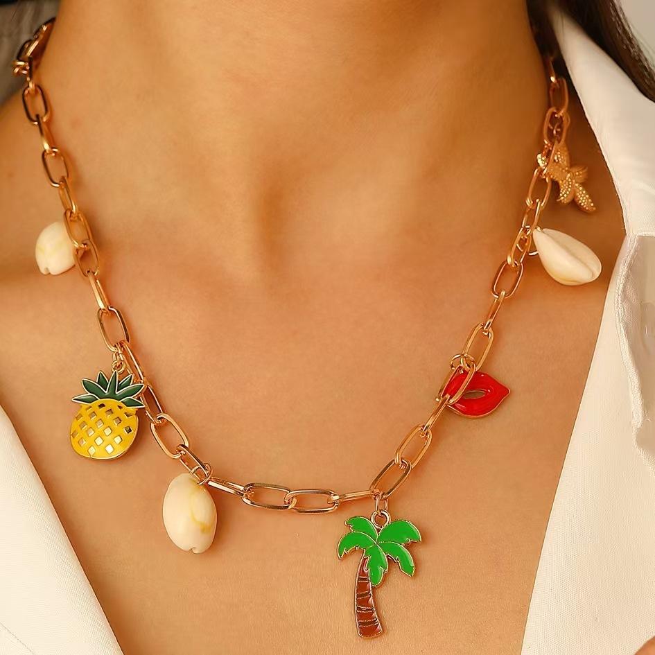 High Quality 2026 Bohemian Heavy Industries Chain Necklace Bracelet Set Ocean Wind Starfish Shell Pendant Accessories