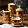 Gustav Klimt  Bone China Coffee Cup Set Luxury Porcelain Tea Cup Caffe Mug With Lid Cover Tableware Wedding Present Home Decor