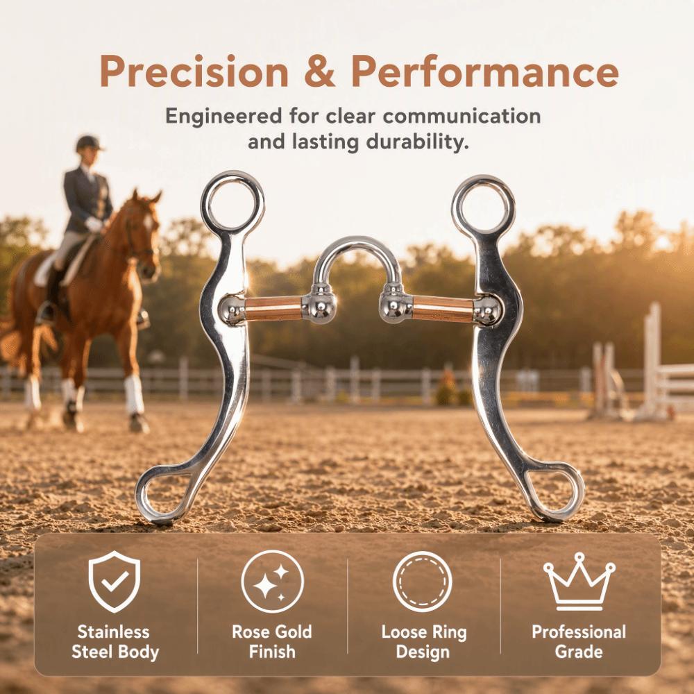 Rose Gold Plated Horse Snaffle Bit Stainless Steel Equestrian Equipment Horse Gag Bit Racetracks
