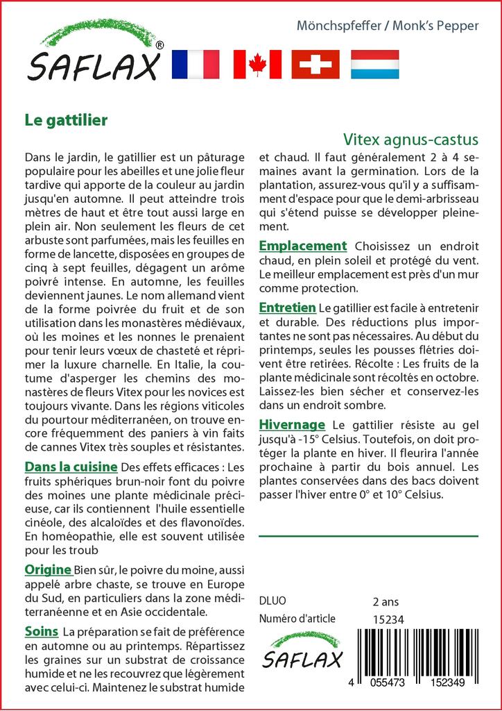 SAFLAX Garden in the Bag - Monk's Pepper - 30 семян - С субстратом в подходящем пакете - Vitex agnus-castus