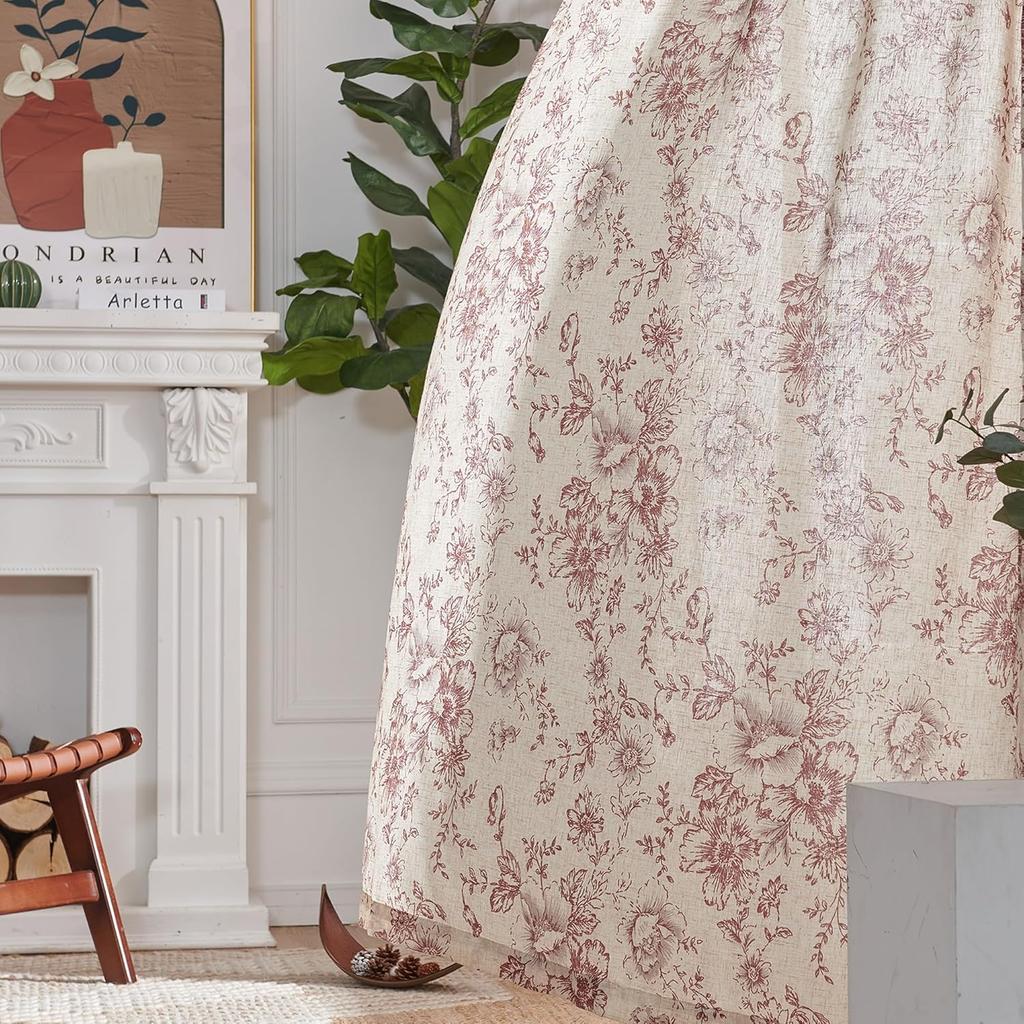 Хлопок Льняной Карманный Карман Цветочный Фильтрующий Оконный Занавес для Гостиной Спальни Шторы Душевая Занавеска Роскошь Загородный Дом