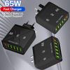 65 Вт 6-портовое USB-зарядное устройство QC3.0 для быстрой зарядки телефона с вилками EU/UK/KR