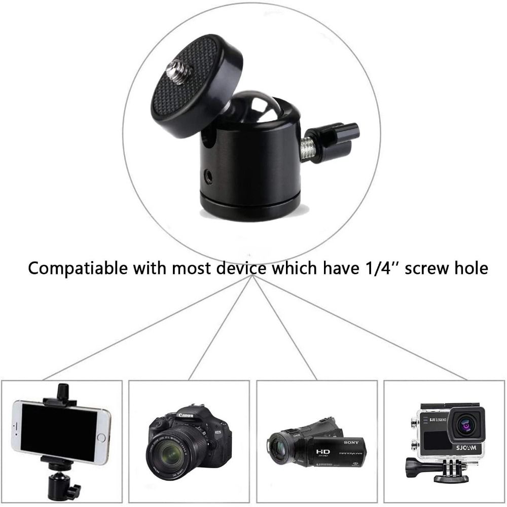 1/4" Screw Hot Shoe Ball Head Metal Rotating Mount Base Adapter for DSLR/DV