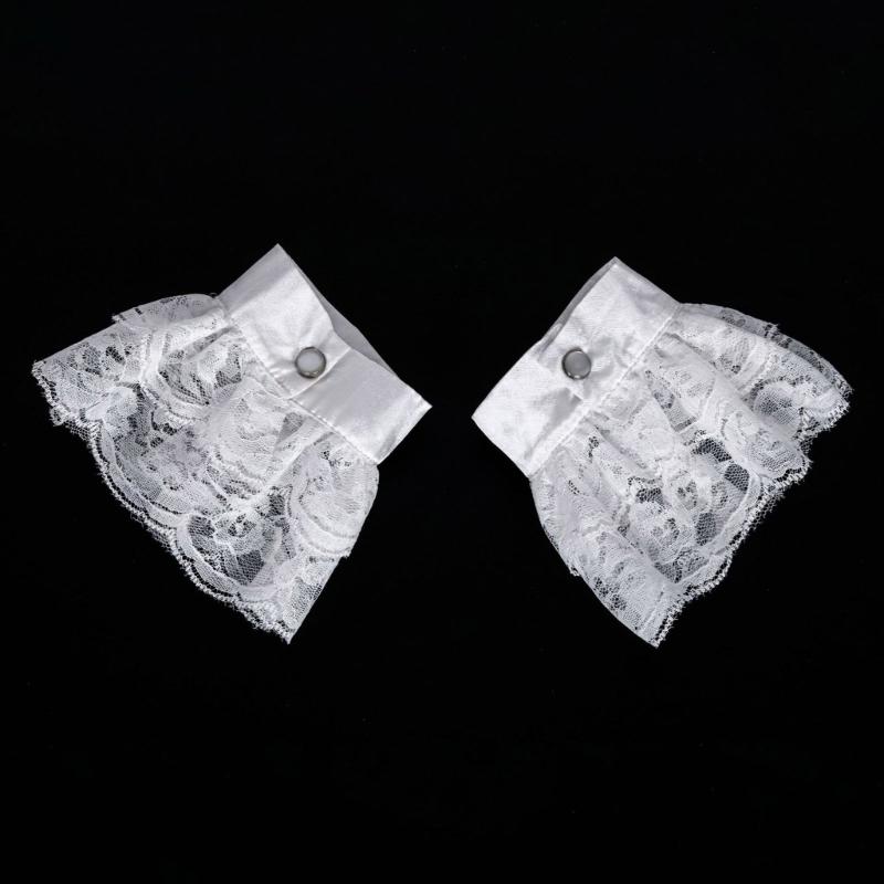 Elizabethan Chiffon Ruffle Collar Cuff Sleeves for Medieval Costume Detachable for Historical Reenactments and Event