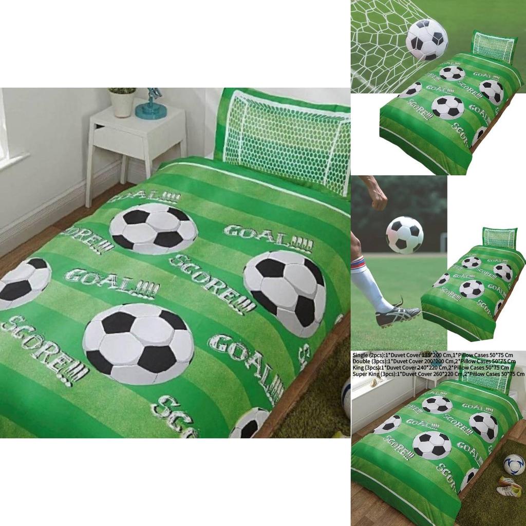 Soccer Style Bedding Set With Reactive Dye Printing For Home Bedroom Decor And Gift