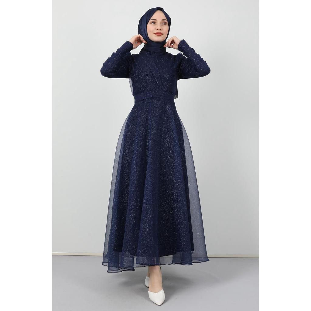 Alara Hijab Evening Dress Navy Blue