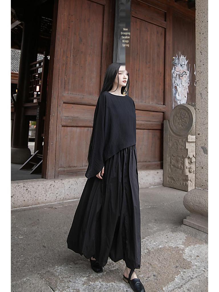 Handmade Heavy-Duty Puffy Cloud Ruffle Midi Skirt In Black and White