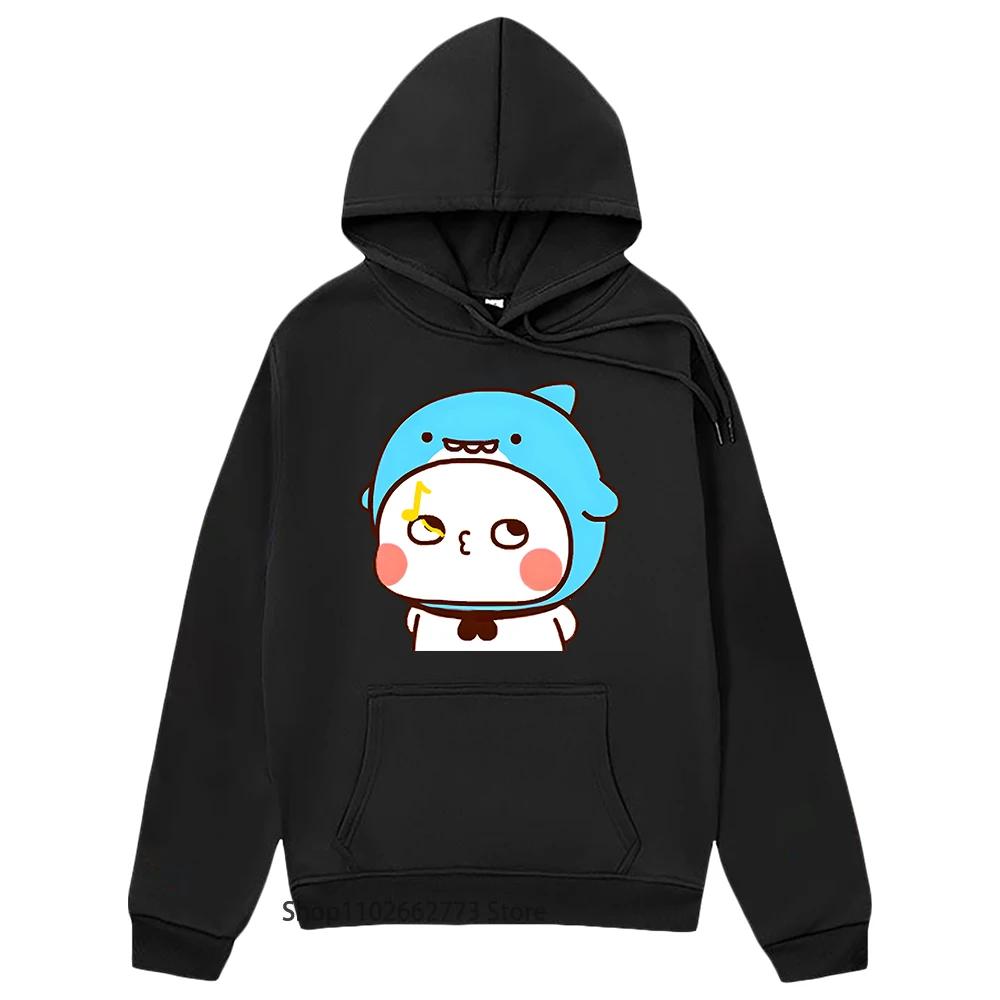 Милый акуленок Бубу насвистывает Толстовки Графическая одежда с пандой Женская Мужская Каваи Милая Толстовка Весна Судадера