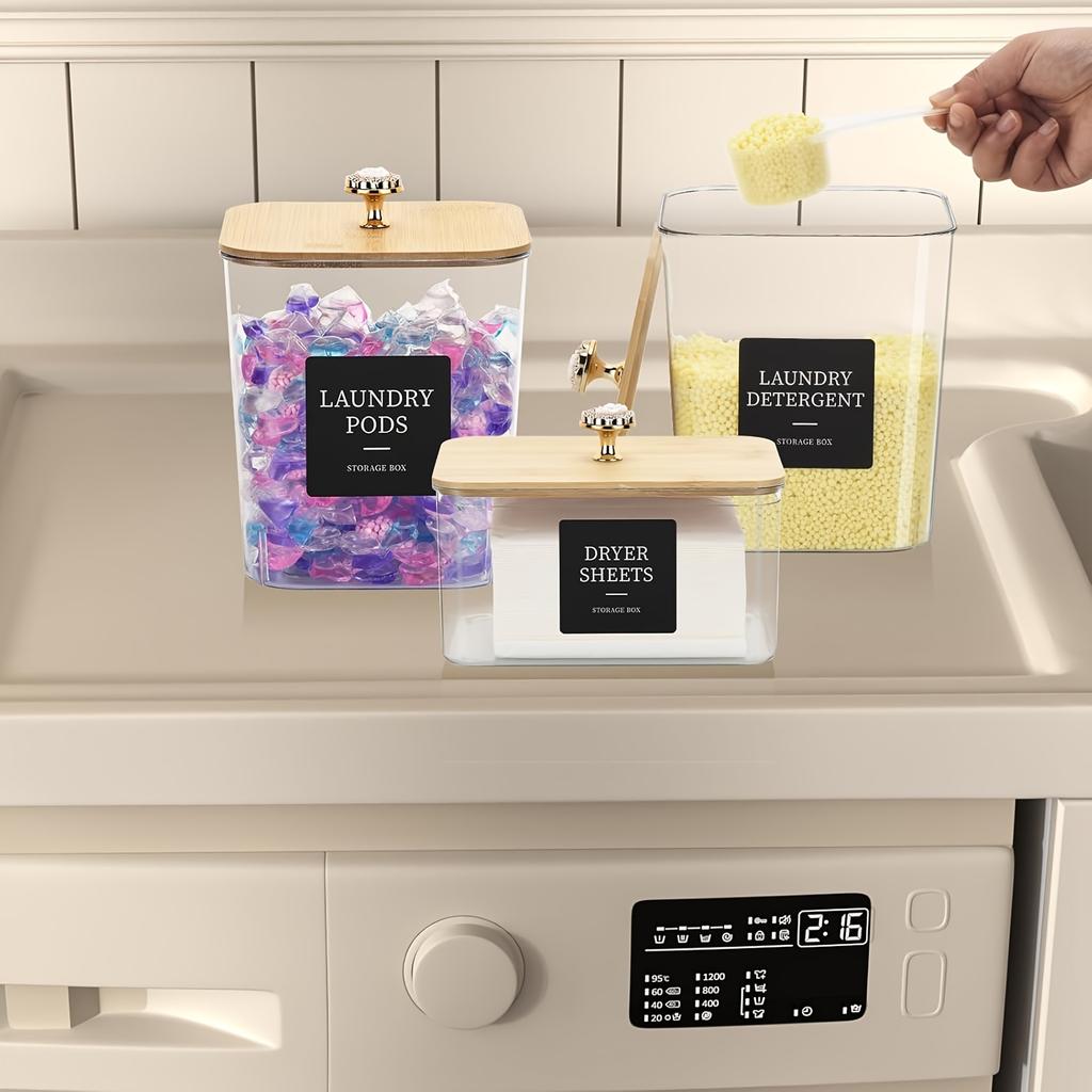 3 Pack Laundry Room Organization and Storage Containers,GlintGath Laundry Pod Containers & Dryer Sheet Holder with Spoon