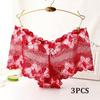 Flarixa 3PCS Women Lace Panties Breathable Underwear Floral Undies Sexy Lingerie Transparent Hipster Charming Knickers Girls Briefs