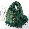 Осенний женский вискозный шарф с кисточками, богемный цветочный хлопковый хиджаб, шали и накидки, платок, шарф, шарфы, мусульманский шарф 180*90 см