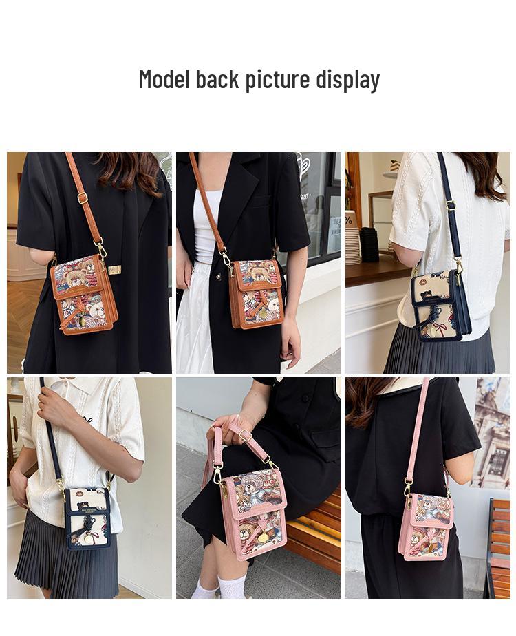Katie Bear Women's Cartoon Phone Crossbody Bag - New Style Niche Shoulder Bag