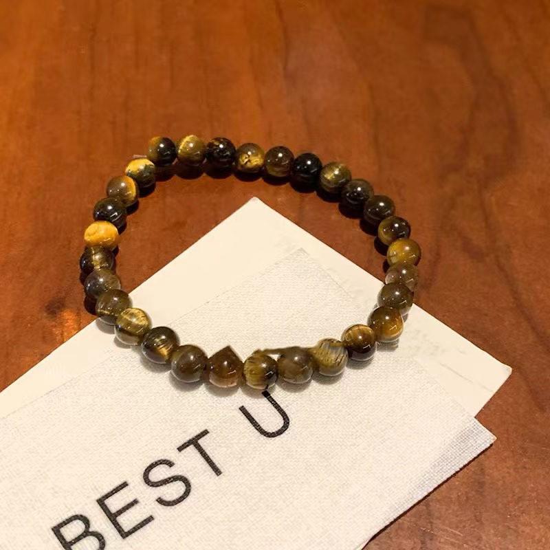 Геометричный Изысканный Дизайн Браслет Тигровый Глаз с Серебряными Бусинами для Летней Моды 2024