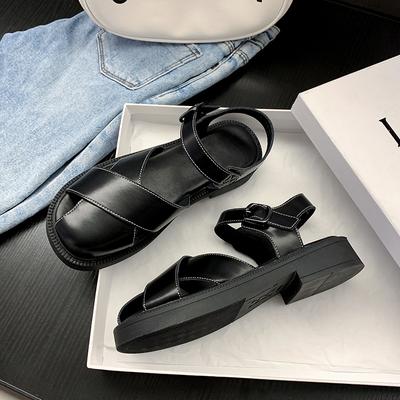 Весенне-летние новые босоножки с перекрестными ремешками и открытым носком, модные пляжные сандалии с ремешком на щиколотке