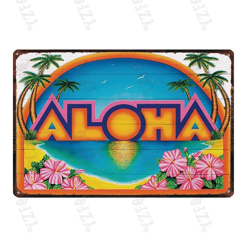 Aloha  Vintage Tin Sign Metal Plates For Wall Art Retro Home Living Room Decor Poster 30X20CM DU-4007A