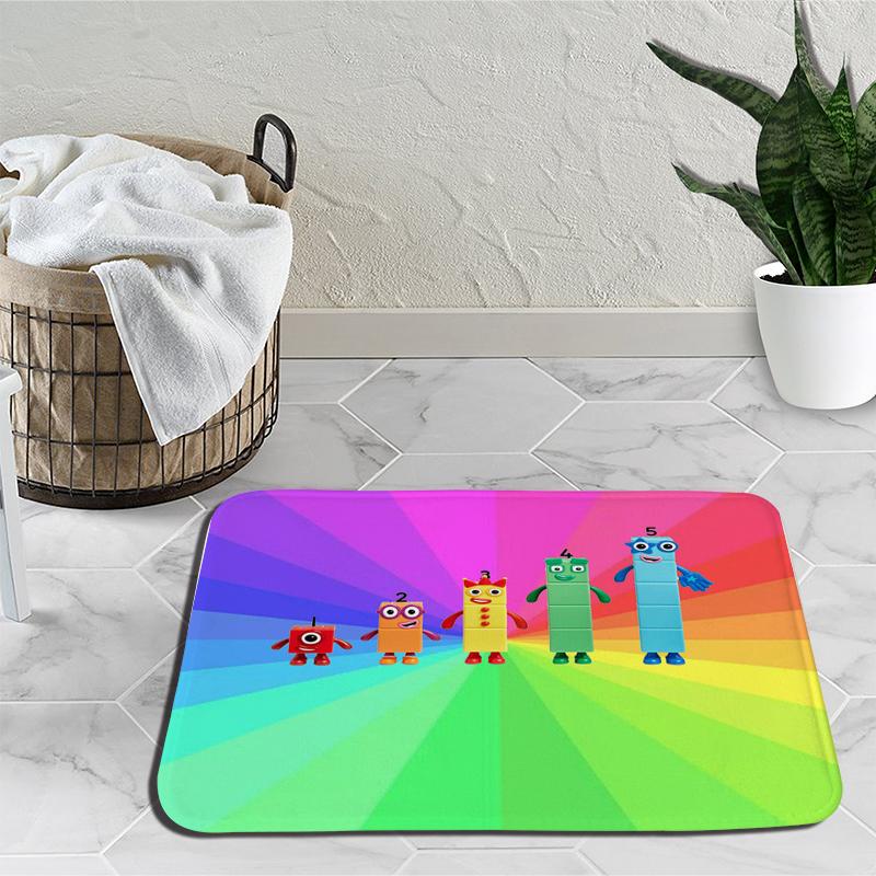 Коврики с цифровыми блоками с героями мультфильмов для спальни, плюшевые коврики с цифрами, коврики из фильмов, прикроватные коврики, нескользящие напольные коврики