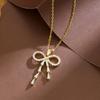 Bow-encrusted Diamond Super Flash Necklace Female, French Light Luxury Niche Design Sense Cold Wind Versatile Collarbone Chain
